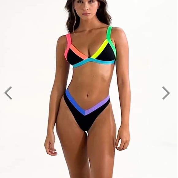 NWT OneOne Swimwear Bikini SET Jena Sims 2023 Coco Cay Black Kameron Jesse New - Picture 5 of 9